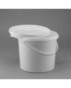 Druckdeckeleimer 10 Liter aus Kunststoff, rund, weiß, inkl. Deckel mit Kunststoffbügel, UN 1H2/Y12/S/...